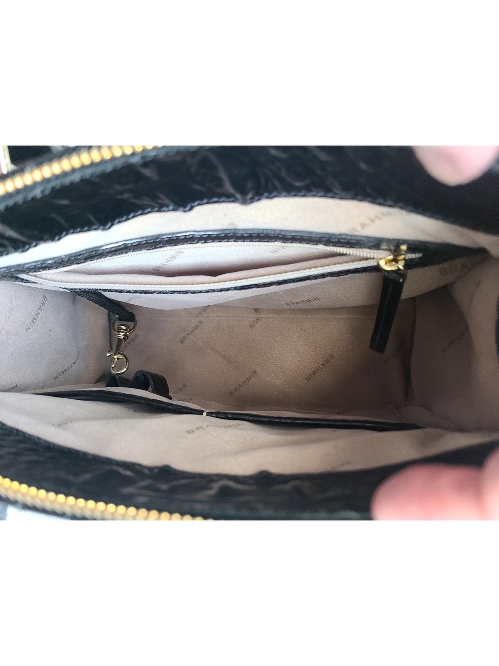 Brahmin Anywhere Black Melbourne Embossed Small Leather Satchel Handbag NWT - Picture 4 of 9
